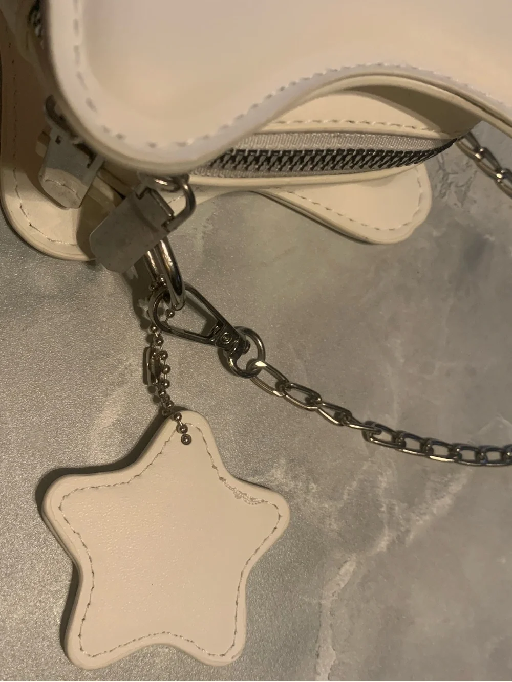 Star-Shaped Leather Crossbody Bag in White